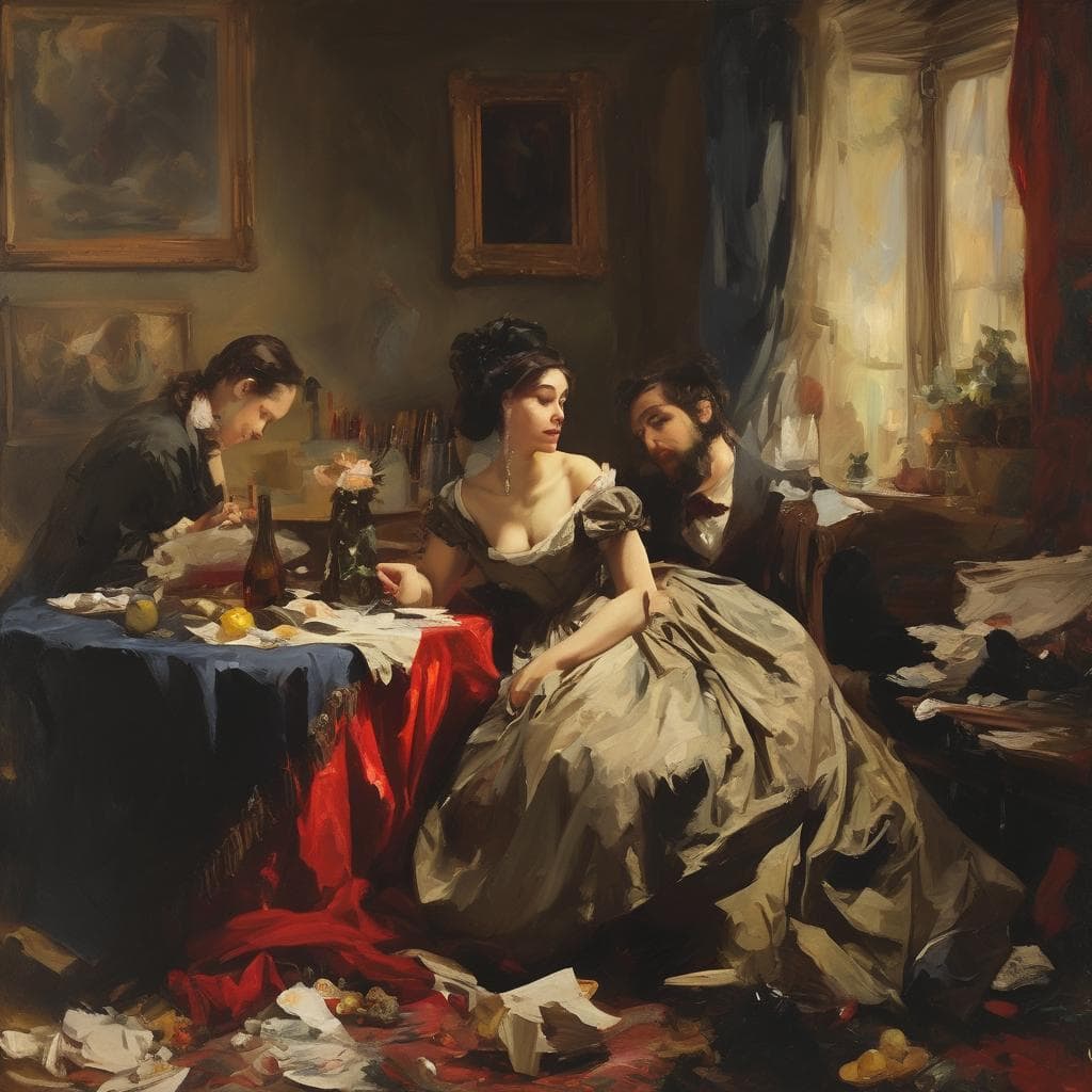 Χαρακτηριστικό πίνακα με ρεαλιστική απεικόνιση ανθρώπων σε σκηνή από το σινεμά.